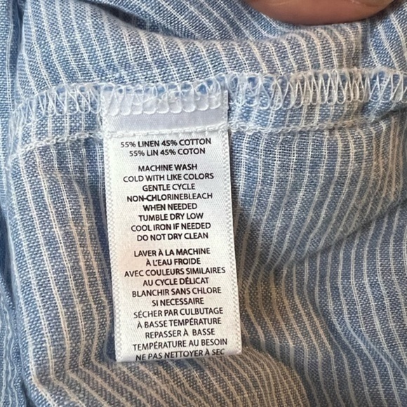 BEACHLUNCHLOUNGE Linen & Cotton Off Shoulder Blue & White Striped Tunic Top Sz:S - Picture 6 of 8